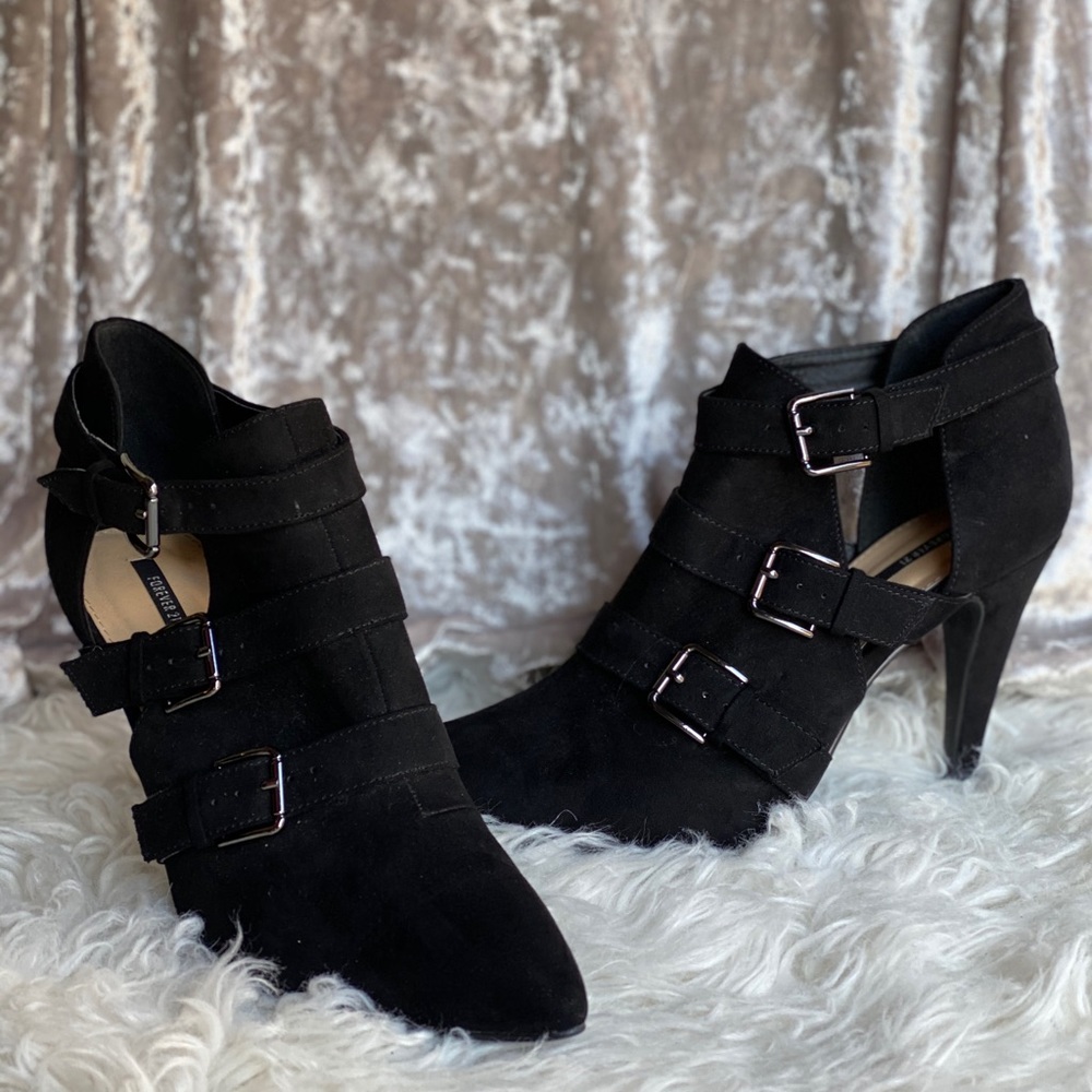 Forever 21 Buckle booties with heel